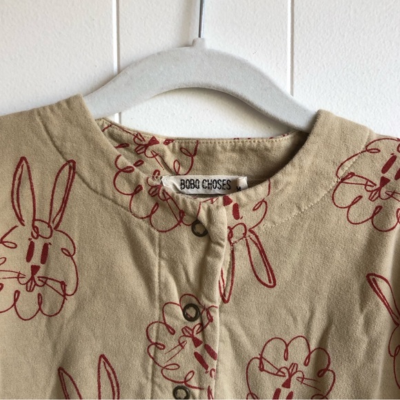 Bobo Choses Fleece Bunnies Dress - Sand/Red - Size 18/24M - Picture 5 of 6
